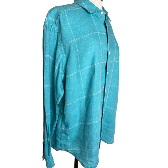 Tommy Bahamas relax men’s large button front shirt long sleeve collar blue and w - Picture 8 of 16